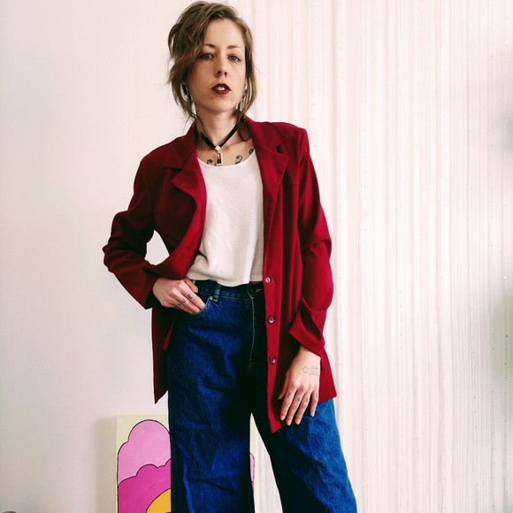 Vintage Jackets & Blazers - Vintage Long Blazer / Button up Jacket